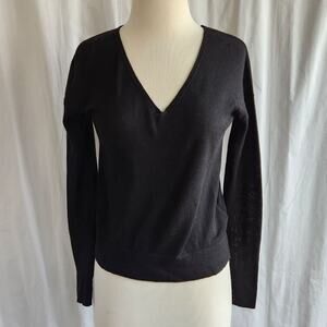 Acne Studios Black Small Vneck Sweater Long Sleeve Rhea Alpaca 100% Merino Wool